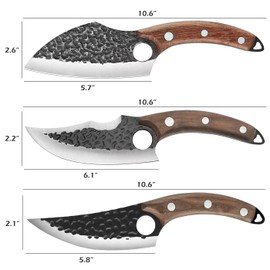 Handmade Forged Kitchen Knife 3 Pcs Professional Chef Knife Set, Hunting, BBQ Meat Knives for Cooking, Forged Kitchen Knife with High Carbon Stainless Steel Cutlery With Leather Sheaths