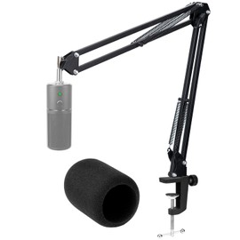 WIBOND Razer Seiren X Boom Arm with Pop Filter- Mic Stand with Windscreen Foam Cover Compatible with Razer Seiren X Microphone