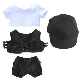 niannyyhouse White T-Shirt Black Baseball Cap Vest Pants 20cm Plush Doll Stuffed Kpop Doll Clothes
