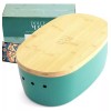 DOLCE MARE Bread Box Bamboo Lid/ Cutting Board Green Lake