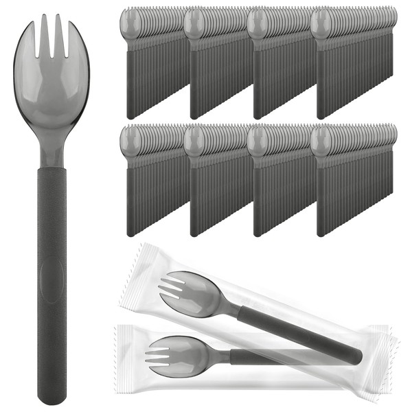 EUSOAR Plastic Sporks, 200pcs 6.8"x1.3" Disposable Sporks, Heavy Duty Disposable