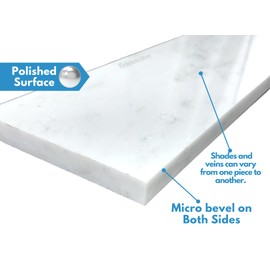 Eastern White Marble Shower Curb Top for Schluter Kerdi Board, Tile Redi Shower Pan System, Backsplash, Marble Jambs (Polished, 6" x 36")