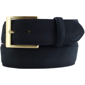 BELTINGER Suede Leather Jeans Belt with Golden Buckle 4 cm | Suede Leather Belt 40 mm | Men's Belt Suede Belt 4 cm, Dark blue, gold