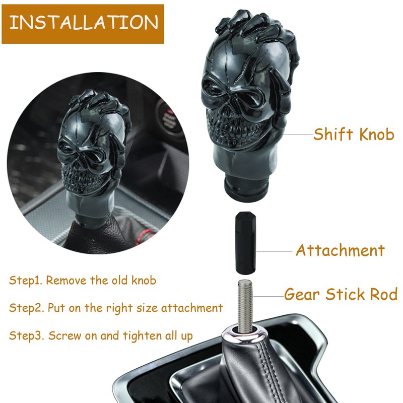 Temzzer Skull Resin Transmission Gear Shifter Lever Knob Heavy Shiny
