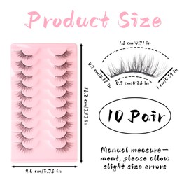 10 Pairs Cat Eye Lashes, Natural Wispy Lash Clusters with Clear Band, Fluffy Reusable False Eyelashes for Everyday and Special Occasions