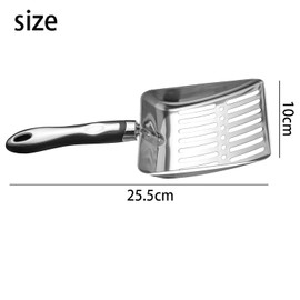 Roczental Stainless Steel Cat Litter Scoop Long Handle Durable Scooper for Kitty Litter Box Easy to Clean & Rust Proof Ergonomic Design (Black)