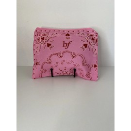 Benefit Cosmetics Makeup bag imprinted, white zipper, cloth like, medium. New.