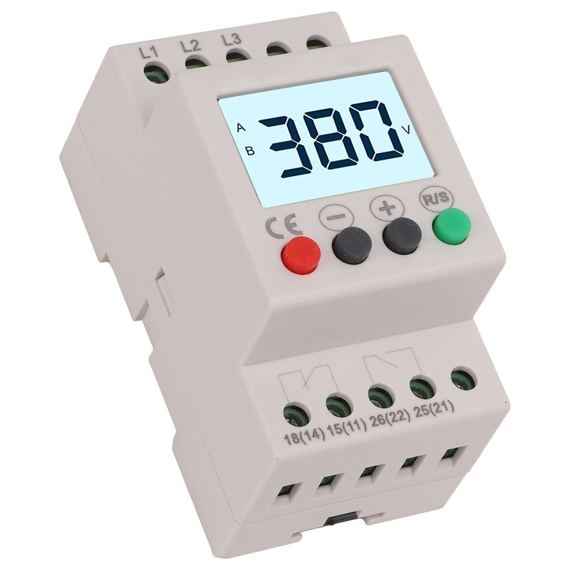 Over Under Voltage Protector Protective Device 3 Phase LCD Digital