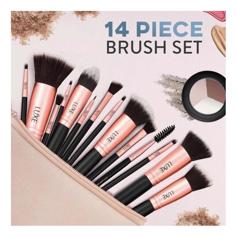 Luxe Makeup Brushes Kabuki Brush Stet 14 Pcs Premium Face