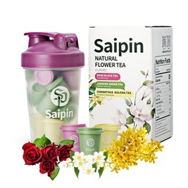 SAIPIN Herbal Tea,3 Assorted Flavors, Jasmine/Rose/Osmanthus Flower,20 Pack,No Additives,Premium Instant Tea with Shaker Bottle,Cold Brew Freeze Dried For Freshness Saipin,3 Seconds Instant,Hot And Cold Soluble,Stress Relieving,Immune Support