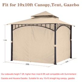SCOCANOPY 10' x 10' Gazebo Privacy Curtain Set for Target Madaga Gazebo Model L-GZ136PST，L-GZ136PST-2，L-GZ136PST-8/8B，D-GZ1369PST-P，D-GZ136PST-N，Light Beige