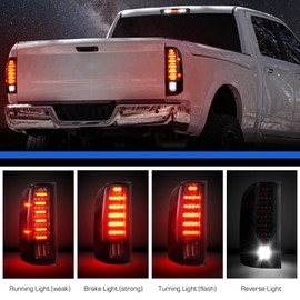 Gubebaili LED Tail Lights + Third 3rd Brake Light Fit for Dodge Ram 1500 2002-2006,Fit for Dodge Ram 2500 3500 2003-2006, Chrome Housing Clear Lens