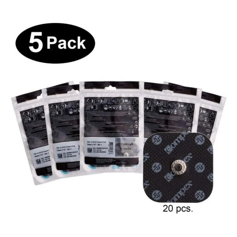 Compex Electrodos 5x5 Cm Paquete 20 Piezas (5 Bolsas) Color