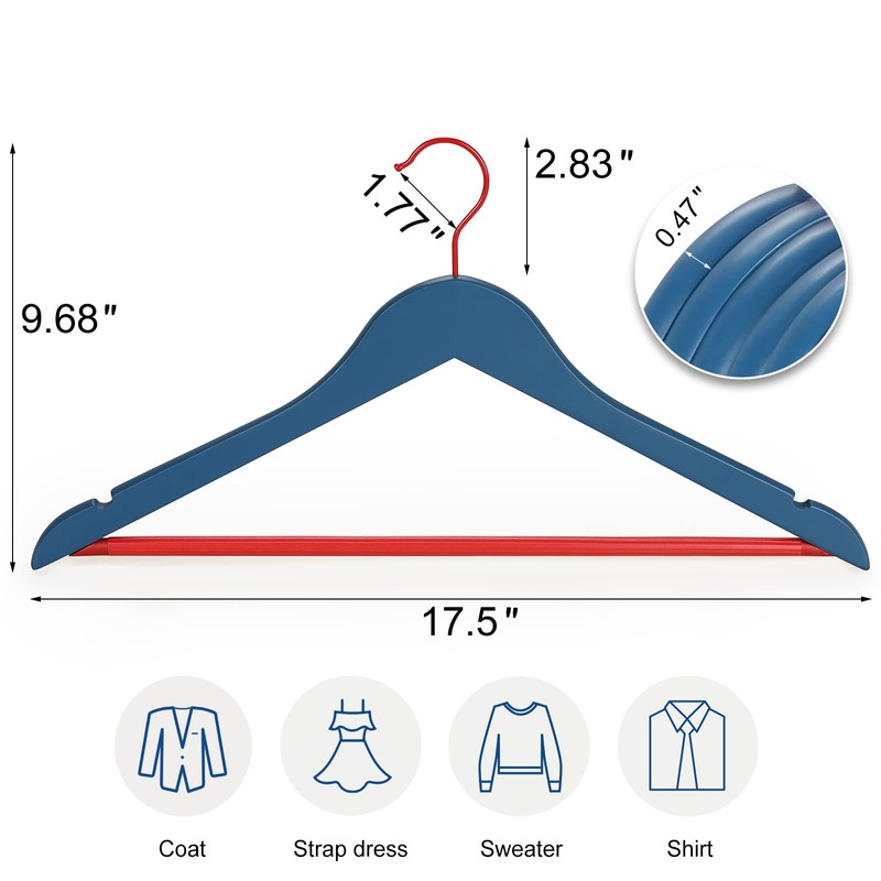TOPIA HANGER Premium Wooden Hangers with Non-Slip Pant Bar, 360°Swivel
