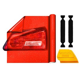 VViViD Red Crystal Tint Frosted Automotive Taillight Air-Release Adhesive Vinyl Film 16 Inch by 4 Foot Roll Including Yellow Detailer Squeegee and 2 Black Felt Decals