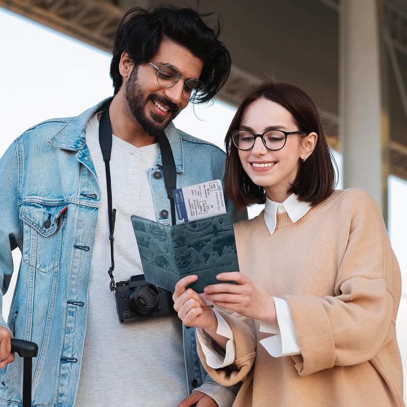 VULKIT Porta Pasaporte De Viaje Con Cierre Magnético RFID Blocking