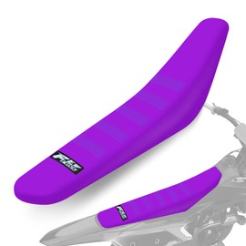 fewfuss Rubber Dirt Bike Seat Cover - Soft Ribbed Hot-Stamping Seat Covers for Motorcross Enduro (Purple)