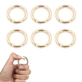 JOCXZI Bag Making Luggage Hardware Accessories Zinc Alloy Spring Ring Open Ring Buckle Keychain Round Carabiner 6 Pieces Gold