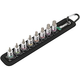 Wera 05003881001 | Zyklop Hex-Plus A 2 Hex Bit Socket Belt Set, Retention Function, 1/4" Insert, 8-Piece Set