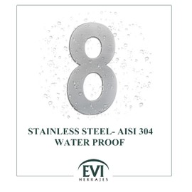 Klebe-Hausnummer aus Edelstahl | Nº 8 | 160 x 95 mm | Für Innen- und Außenwände, Tore oder Türen | Für Innen und Außen | Mod.0660160AM-8| EVI Herrajes