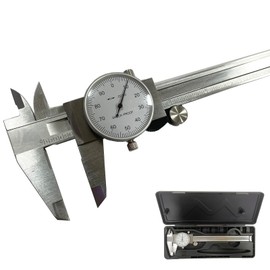 6 Inch Dial Caliper, MFQNENLK 4-Way Measurement Calipers, 0.001 Accuracy Imperial Shockproof Measuring Tool with Plastic Case (Dial Caliper 0-6" Range)
