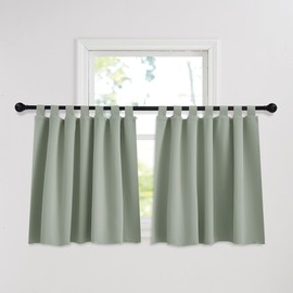 PONY DANCE Tab-Top Curtain Set of 2 Living Room Curtains Opaque Window Curtains Tab-Top, Curtain Blackout Curtains Sage Green Kitchen Curtains with Loops, H 120 x W 140 cm