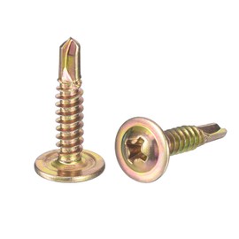 sourcing map 100Pcs #8x3/4" Phillips Head Self Tapping Screws, Carbon Steel Self Drilling Flat Head High-Strength Quick Tapping Screws Wood Screw for Wood, Metal, Plastic, Color Zinc