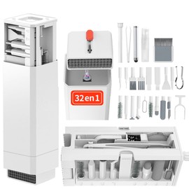 32 en 1 Kit Limpieza Electrónica Multifuncional, Cepillo Limpiador de Teclado/Laptop/Airpods, Kit Limpieza Celular, Kit de Limpieza Portátil para PC, Pantalla, Teléfonos, Audifonos, Camara Fotografica