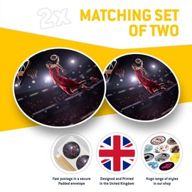 Vinyl Stickers (Set of 2) 10cm - Basketball Player Hoop Ball Pro Decals for Laptops,Tablets,Luggage,Scrap Booking,Fridges, 21191