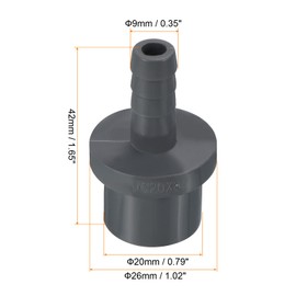 PATIKIL UPVC Reducer Pipe Fitting 20 mm AD 9 mm Barb Straight Coupling Adapter Connector Grey Pack of 8