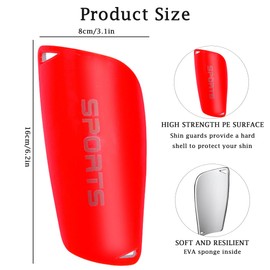 Luoqun88 Football Kids Shin Pads, 1 Pair Kids Shin Guards 6-12 Years for Football Games, Leg Protectors with Shock-Absorbing EVA for Protection Reduce hit & Injuries (Red-M)