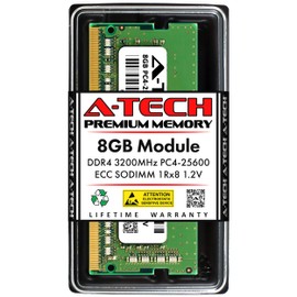A-Tech 8GB DDR4 3200MHz PC4-25600 (PC4-3200AA) CL22 ECC SODIMM 1Rx8 1.2V 260-Pin RAM Memory for Microserver, Workstation, and Networking Platforms