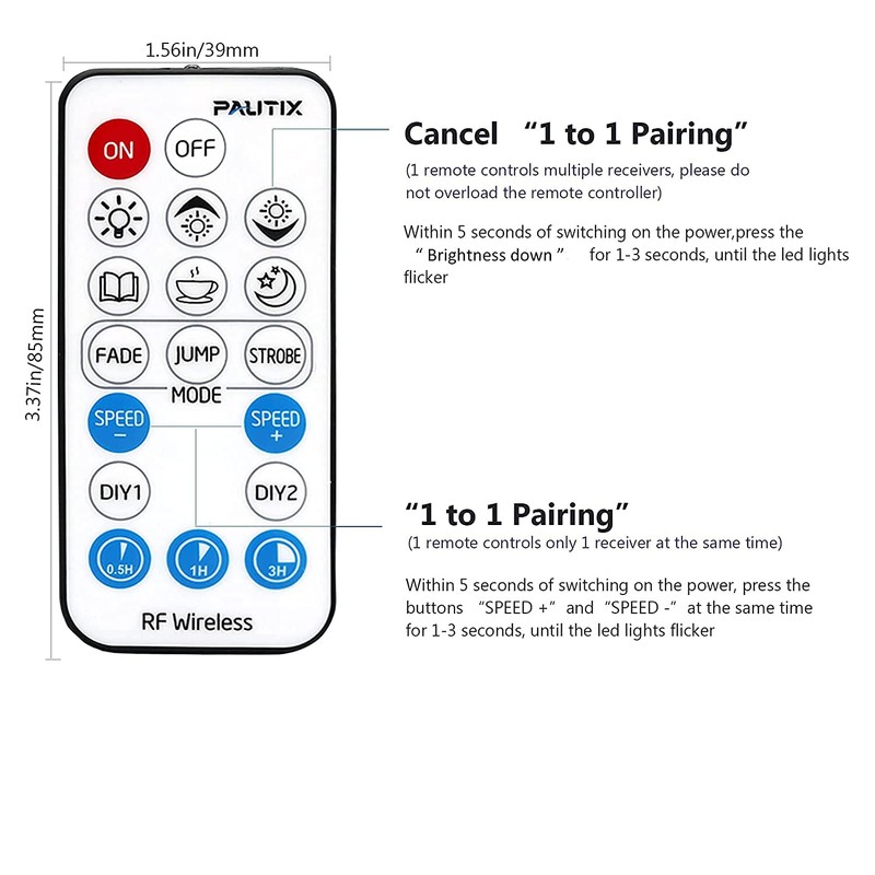 2-Pack RF Remote Dimmer for Single Color LED Strip Lights,PAUTIX