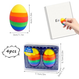 Pack of 4 Easter Egg Erasers, Children's Party Bags, Eraser Decoration Colourful, Novelty Creative Eraser, Easter Decoration, Easter Gift, Children's Birthday Party Bag