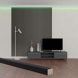 HEXIM Milana Black Edition Slats, 2.7 Metres, MDF Wooden Slats in Black, Wall Cladding, Acoustic Slats, Decor, Slat Wall, Wooden Slats, Milana Black Edition (Sample Piece)