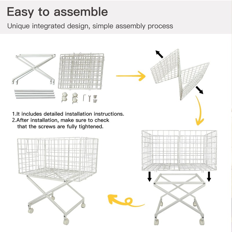 Solcasaco Rolling Laundry Basket with Wheels, 27" Elevated 80L Cart