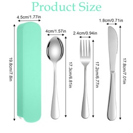 Travel Cutlery Set with Case, Travel Cutlery Set, Cutlery Set for 1, Portable Travel Cutlery, Stainless Steel Cutlery Set Travel for Outdoor Travel Picnic Office School Lunch Box - Green