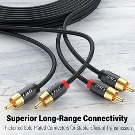 J&D 2 RCA M/M Stereo Audio Cable, 30 FT RCA Audio Cable Gold-Plated Copper Shell 2RCA Male to 2RCA Male Stereo Audio Cord for Home Theater, HDTV, Amplifiers, Hi-Fi Systems, Speakers, 9 Meter