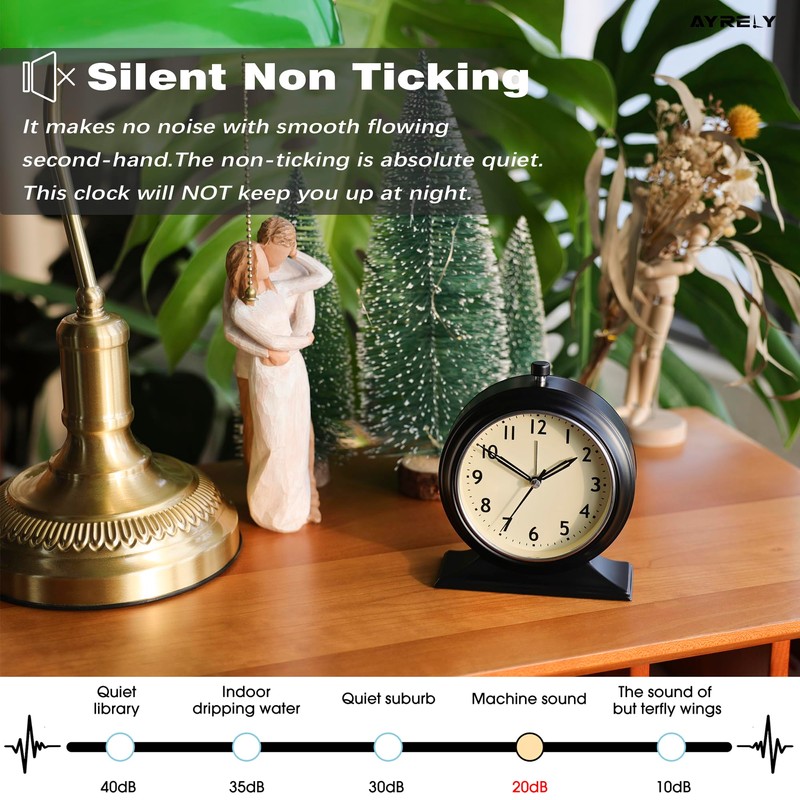 AYRELY® 5.5" Vintage Metal Alarm Clock, Desk and Table Clock