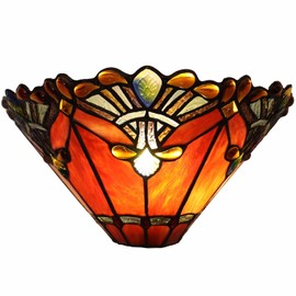 Bieye L10934 13-inch Baroque Tiffany Style Stained Glass Wall Lamps Sconces, Red