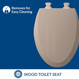 Bemis 1500EC 068 Toilet Seat with Easy Clean & Change Hinges, 1 Pack Elongated, Fawn Beige