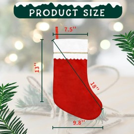 24 Pack Christmas Stockings Bulk,Large 19 Inches Traditional Red and White Christmas Stockings for Fireplace Decoration White Cuff with Gold Trim Christmas Stockings for Christmas Holiday Decorations