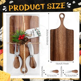 12 Set Christmas Gifts Bridal Shower Favor Wooden Square Cheese Board Gift Set Cheese Knives Mini Cutting Board Bulk Set Christmas Tags and Boxes Christmas Party Birthday