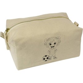 'Football Player Girl' Canvas Wash Bag/Makeup Case (CS00041931)