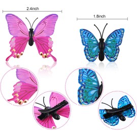36 Piezas de Clips de Pelo de Mariposa, Coloridos Pasadores de Mariposa, 3D, para Día de San Valentín, Mariposa, para Mujeres, Fiestas (Morado, Azul)