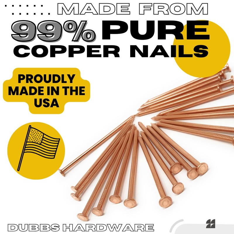 Dubbs Hardware 22-Pack Pure Copper 3.5-Inch Nail Spikes - Heavy-Duty