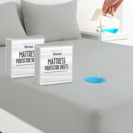 Magik & Kover Queen Mattress Protector Waterproof Cover 2 Pack, Waterproof Bed Queen Fitted Sheet Only, Machine Washable Deep Pocket Mattress Covers for Bed with Elastic Rubber Band, Grey