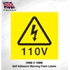 110V Warning Flash Labels - 19mm x 19mm Permanent Synthetic