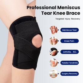 JOMVD Professional Knee Brace for Meniscus Tear, Knee Support with Patella Pad & Side Stabilizers, Adjustable Breathable Minimize Knee Pain Recovery for Women and Men