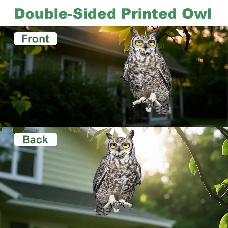 Lifreer 5PCS Owl Shape Bird Reflective Deterrents Owl Hanging Decoration